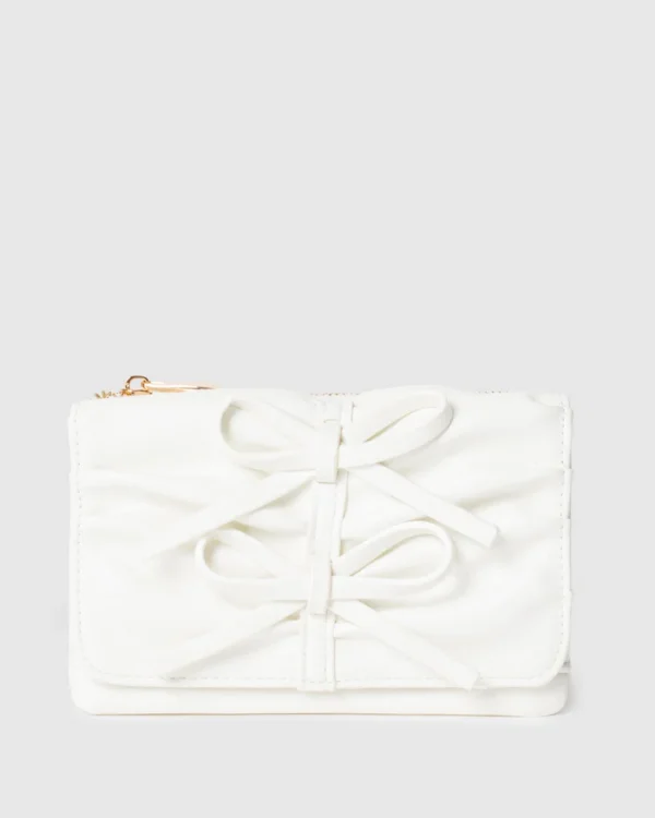 Pearl White Floral Clutch